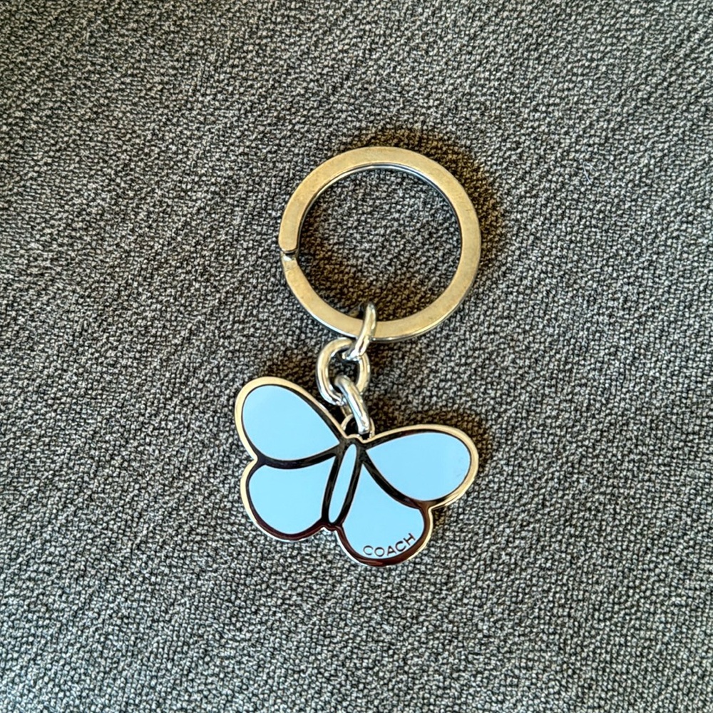 🩵🦋coach butterfly blue & silver vintage keychain! Like new!